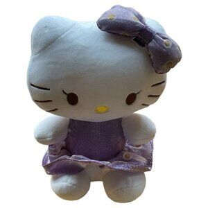9" Hello Kitty Window Hang Plush Stuffed Animal Purple and Yellow Polka Dot
